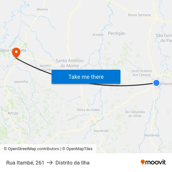 Rua Itambé, 261 to Distrito da Ilha map