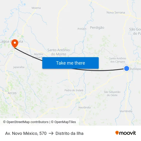 Av. Novo México, 570 to Distrito da Ilha map