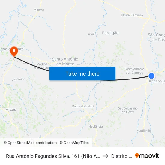 Rua Antônio Fagundes Silva, 161 (Não Atendimento À Unifenas) to Distrito da Ilha map