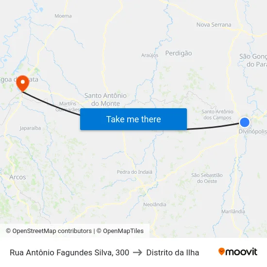 Rua Antônio Fagundes Silva, 300 to Distrito da Ilha map