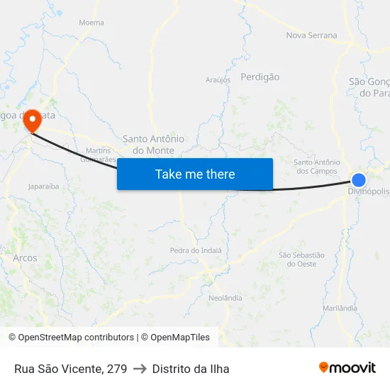 Rua São Vicente, 279 to Distrito da Ilha map