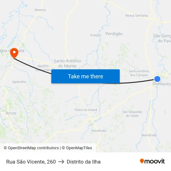 Rua São Vicente, 260 to Distrito da Ilha map