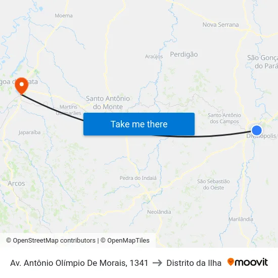 Av. Antônio Olímpio De Morais, 1341 to Distrito da Ilha map