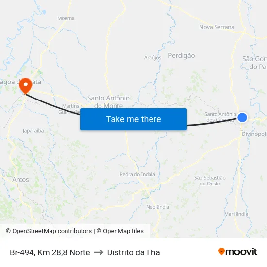 Br-494, Km 28,8 Norte to Distrito da Ilha map