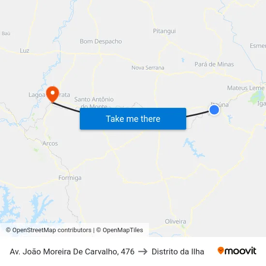 Av. João Moreira De Carvalho, 476 to Distrito da Ilha map