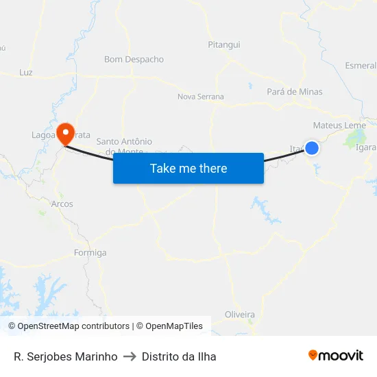 R. Serjobes Marinho to Distrito da Ilha map
