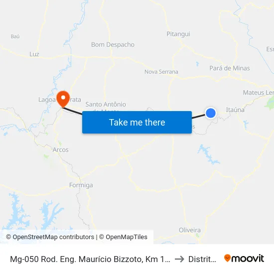 Mg-050 Rod. Eng. Maurício Bizzoto, Km 102 Leste | Fazenda Duas Pontes to Distrito da Ilha map