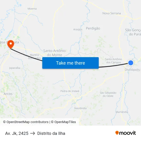 Av. Jk, 2425 to Distrito da Ilha map