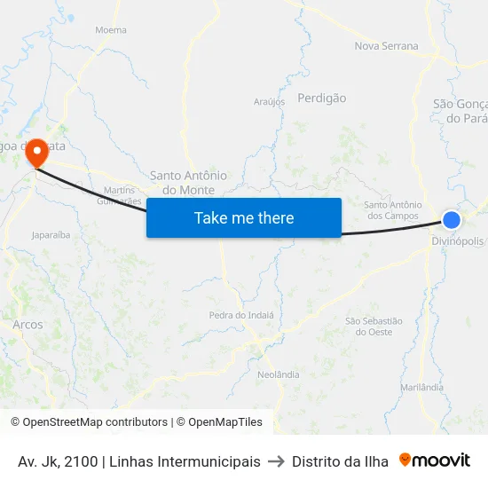 Av. Jk, 2100 | Linhas Intermunicipais to Distrito da Ilha map
