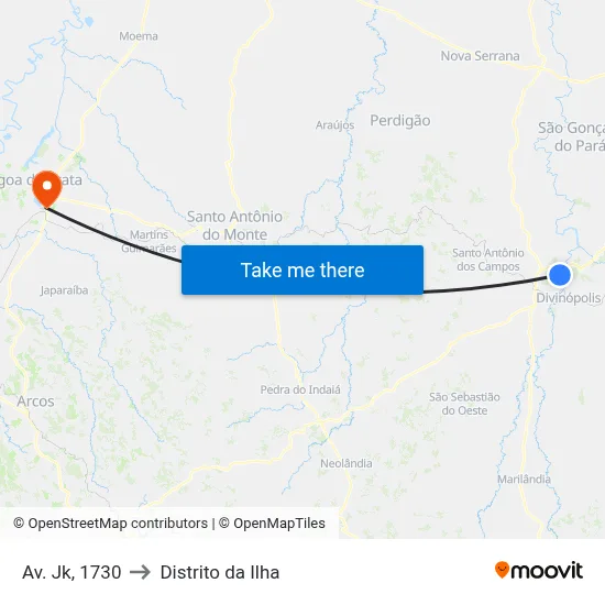 Av. Jk, 1730 to Distrito da Ilha map