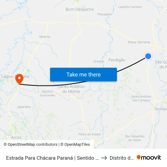 Estrada Para Chácara Paraná | Sentido Chácara Paraná to Distrito da Ilha map