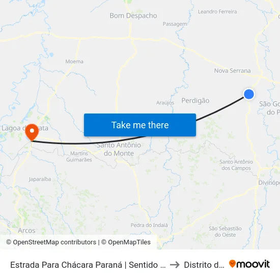 Estrada Para Chácara Paraná | Sentido Chácara Paraná to Distrito da Ilha map