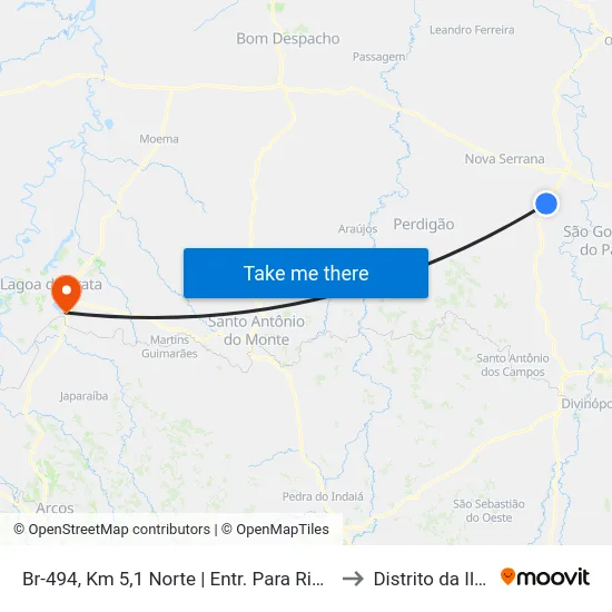 Br-494, Km 5,1 Norte | Entr. Para Ripas to Distrito da Ilha map