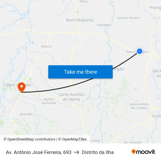 Av. Antônio José Ferreira, 693 to Distrito da Ilha map