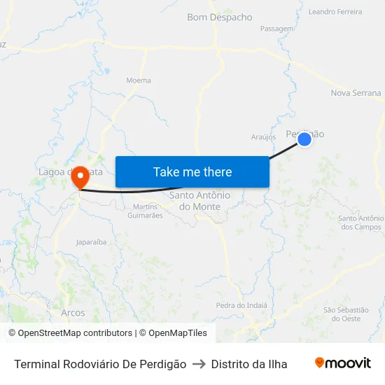 Terminal Rodoviário De Perdigão to Distrito da Ilha map