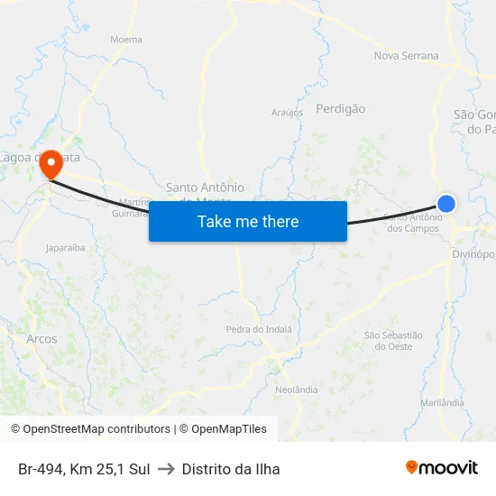 Br-494, Km 25,1 Sul to Distrito da Ilha map