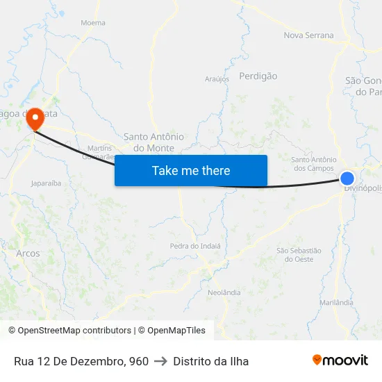 Rua 12 De Dezembro, 960 to Distrito da Ilha map