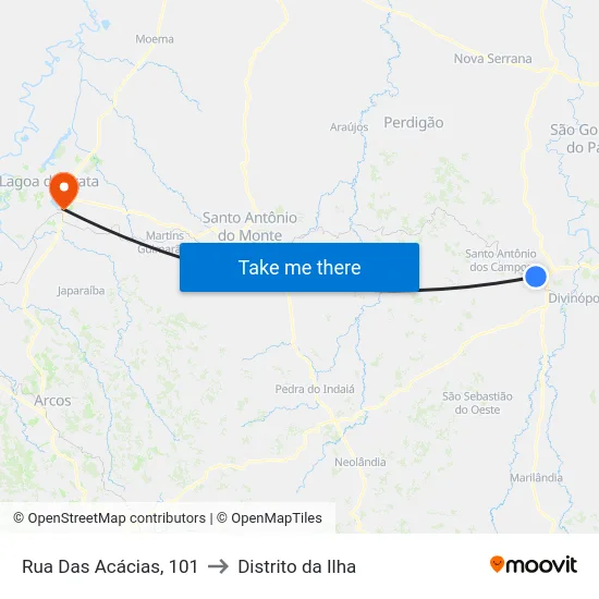 Rua Das Acácias, 101 to Distrito da Ilha map