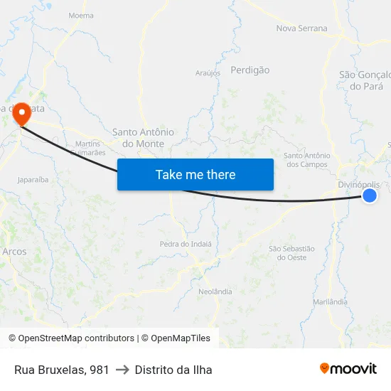 Rua Bruxelas, 981 to Distrito da Ilha map