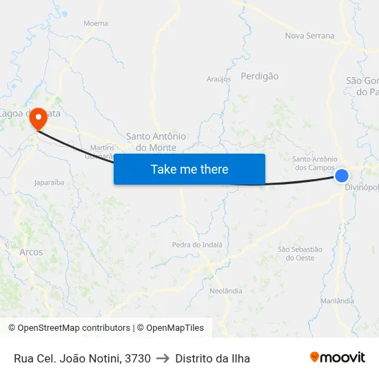 Rua Cel. João Notini, 3730 to Distrito da Ilha map