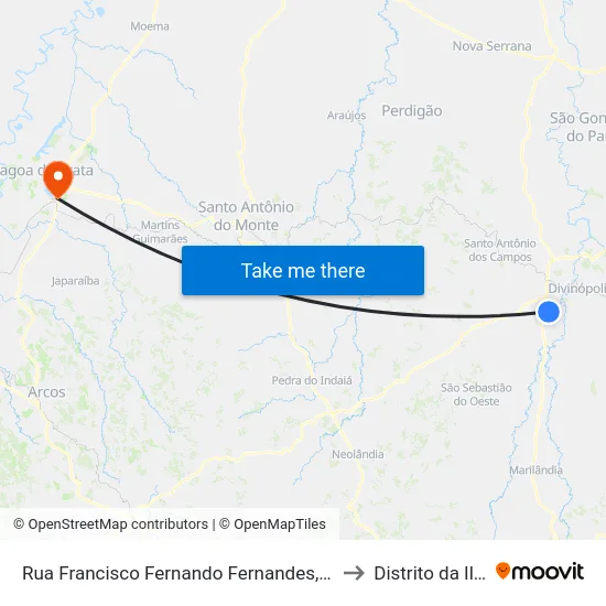 Rua Francisco Fernando Fernandes, 160 to Distrito da Ilha map