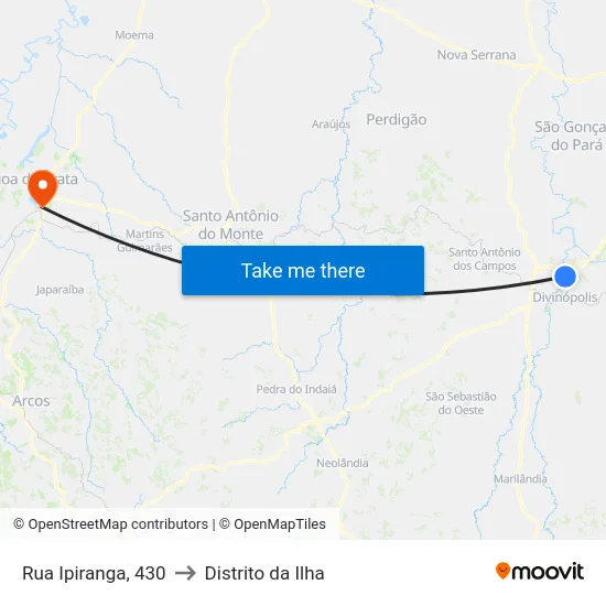 Rua Ipiranga, 430 to Distrito da Ilha map