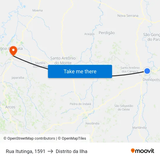 Rua Itutinga, 1591 to Distrito da Ilha map