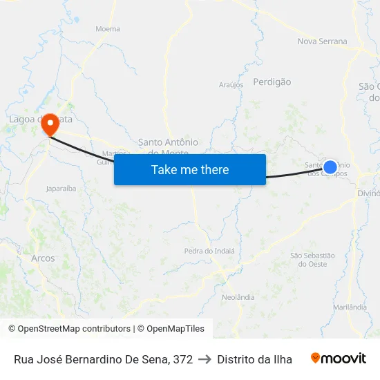 Rua José Bernardino De Sena, 372 to Distrito da Ilha map