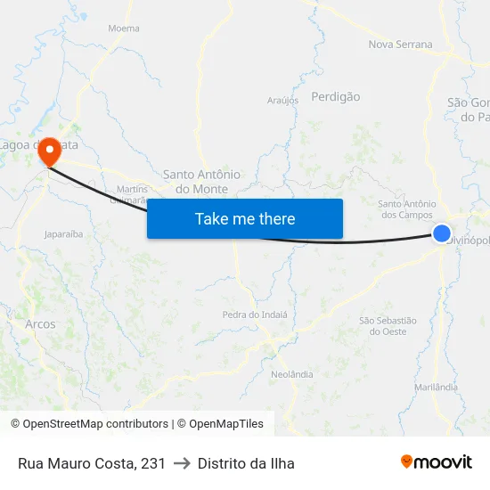 Rua Mauro Costa, 231 to Distrito da Ilha map