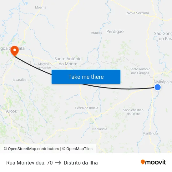 Rua Montevidéu, 70 to Distrito da Ilha map