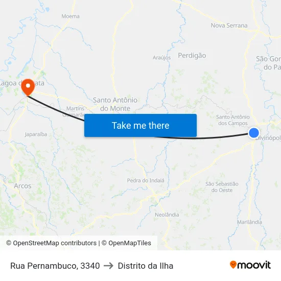 Rua Pernambuco, 3340 to Distrito da Ilha map