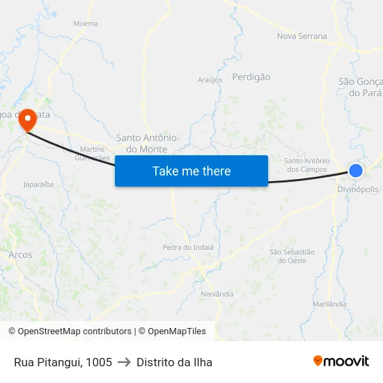 Rua Pitangui, 1005 to Distrito da Ilha map