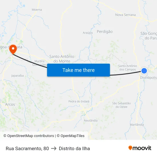 Rua Sacramento, 80 to Distrito da Ilha map