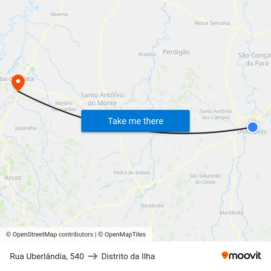 Rua Uberlândia, 540 to Distrito da Ilha map