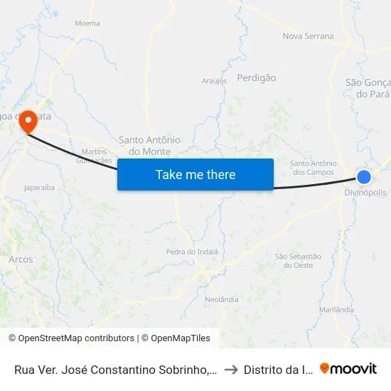 Rua Ver. José Constantino Sobrinho, 1010 to Distrito da Ilha map