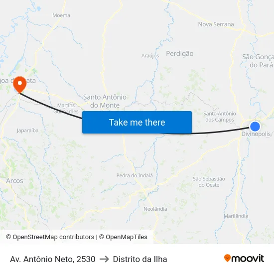 Av. Antônio Neto, 2530 to Distrito da Ilha map