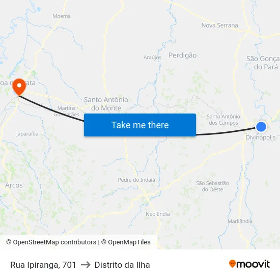 Rua Ipiranga, 701 to Distrito da Ilha map