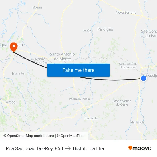 Rua São João Del-Rey, 850 to Distrito da Ilha map