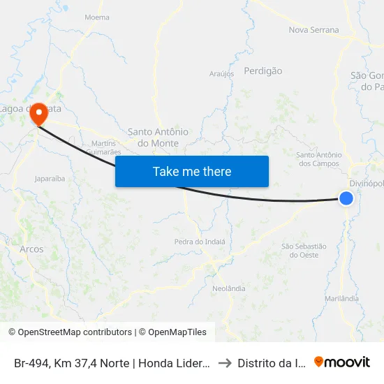 Br-494, Km 37,4 Norte | Honda Liderança to Distrito da Ilha map