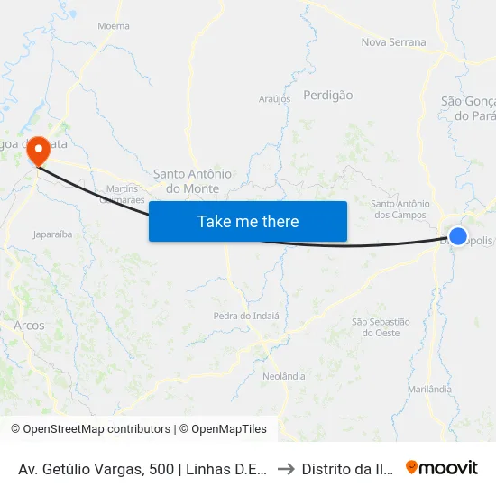 Av. Getúlio Vargas, 500 | Linhas D.E.R. to Distrito da Ilha map