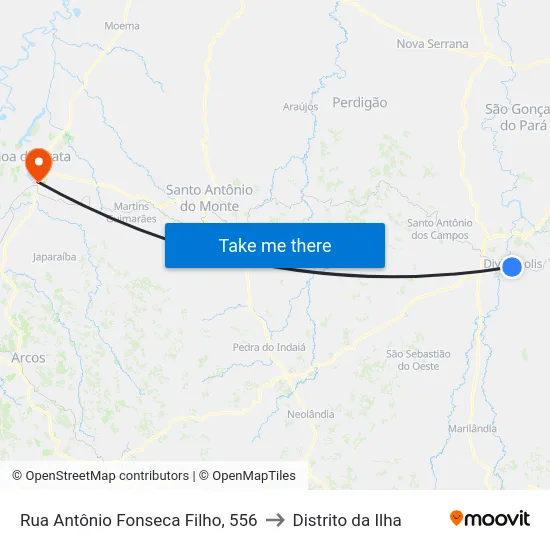 Rua Antônio Fonseca Filho, 556 to Distrito da Ilha map