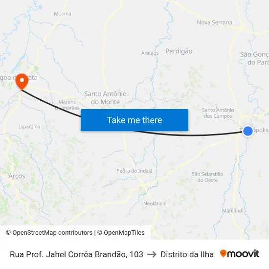 Rua Prof. Jahel Corrêa Brandão, 103 to Distrito da Ilha map