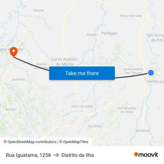 Rua Iguatama, 1258 to Distrito da Ilha map