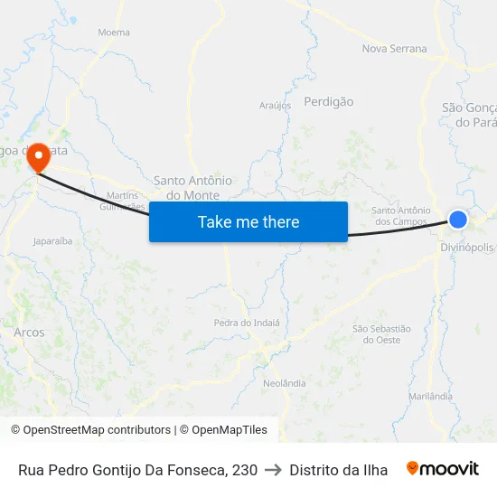 Rua Pedro Gontijo Da Fonseca, 230 to Distrito da Ilha map