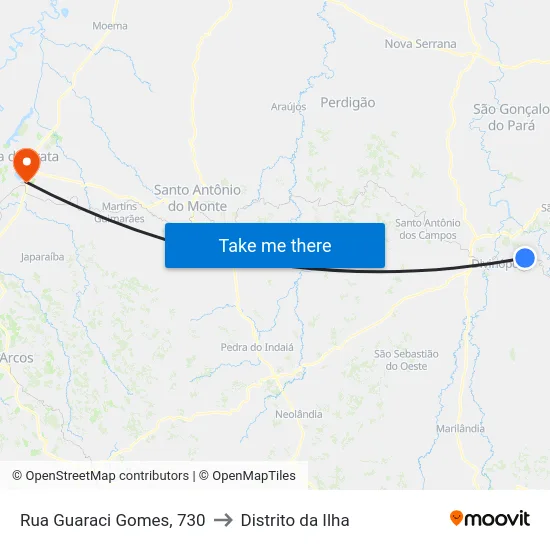 Rua Guaraci Gomes, 730 to Distrito da Ilha map