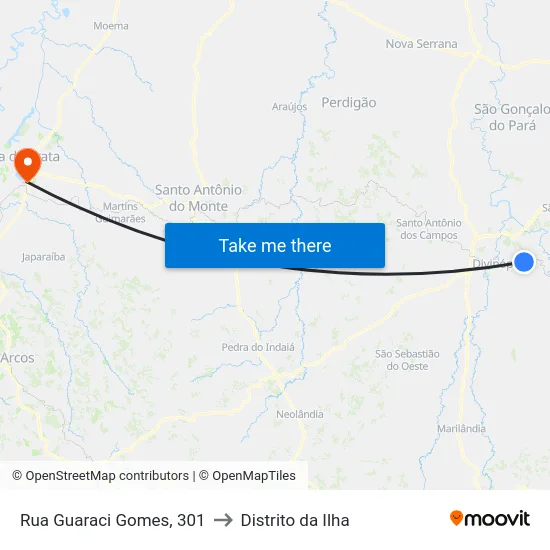 Rua Guaraci Gomes, 301 to Distrito da Ilha map