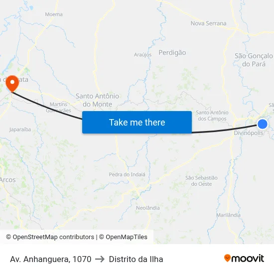 Av. Anhanguera, 1070 to Distrito da Ilha map