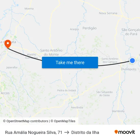 Rua Amália Nogueira Silva, 71 to Distrito da Ilha map