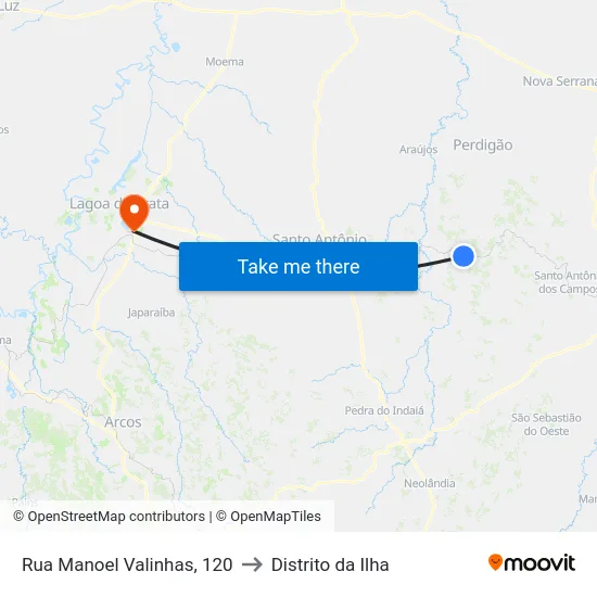 Rua Manoel Valinhas, 120 to Distrito da Ilha map