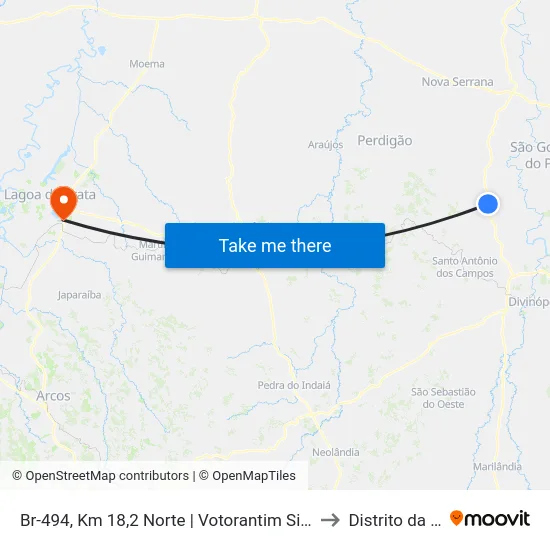 Br-494, Km 18,2 Norte | Votorantim Siderurgia to Distrito da Ilha map